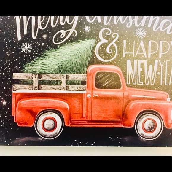 Merry Christmas Red Truck Wood Box Sign Farmhouse - Picture 2 of 6